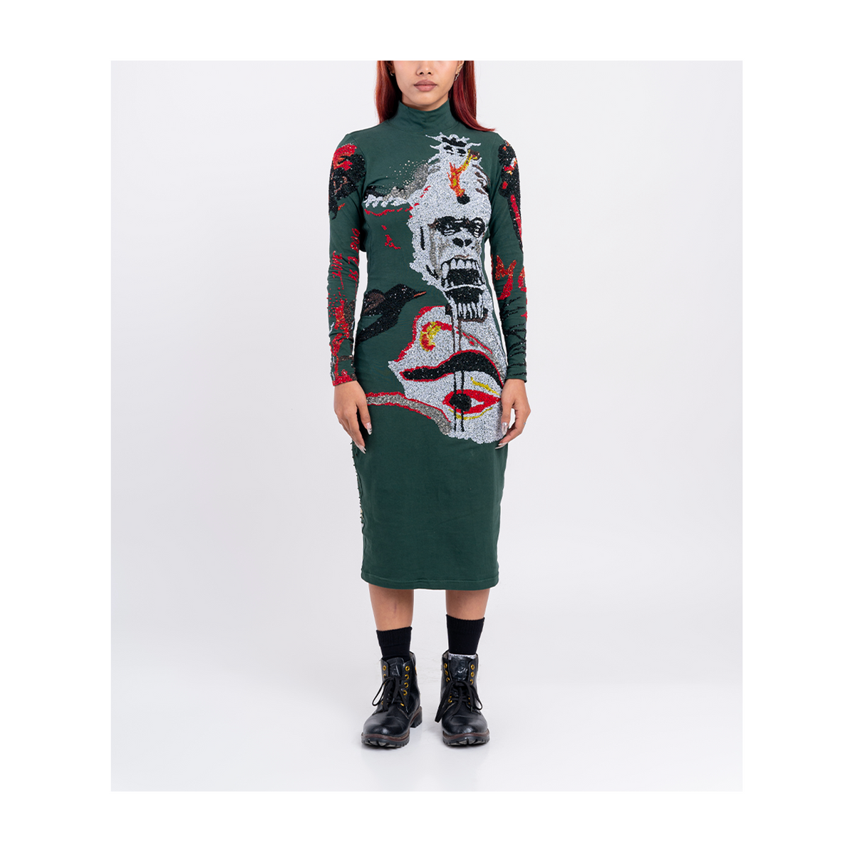 Gorilla Banana Pattern Print Dress