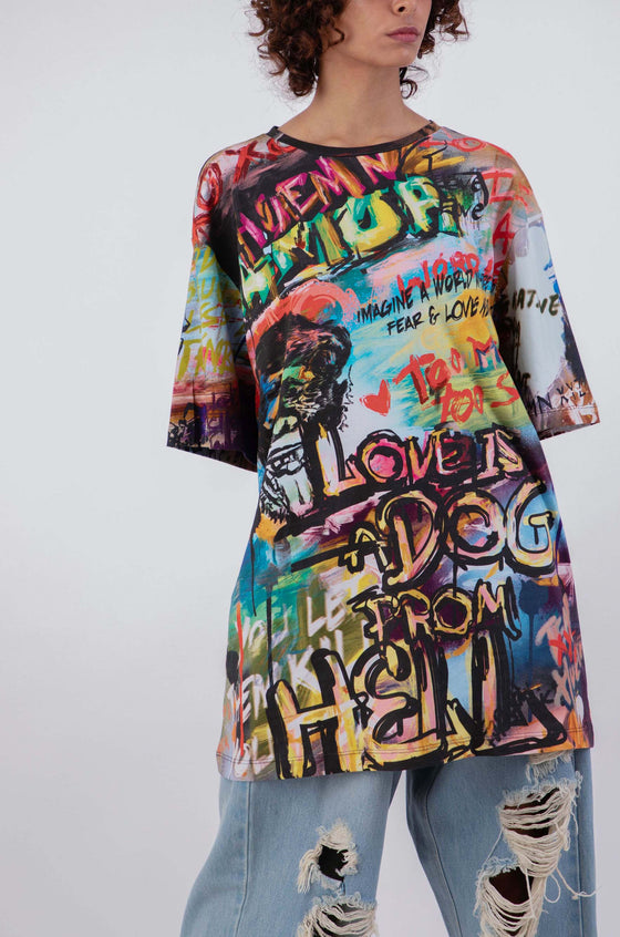 'Love Is A Dog From Hell' Graffiti T-Shirt