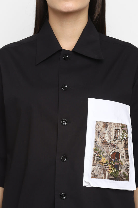 Handcrafted 'Yesteryear' Safari Shirt (Black)