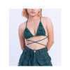 Handcrafted 1000 Panel Asymmetric Bralette Top (Green)