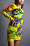 Handcrafted Graffiti Dress (Lemon Yellow)