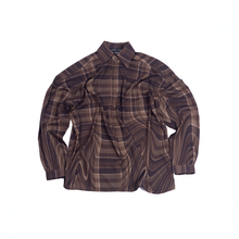  Oversized unisex shirt in madras checks pattern (Brown)