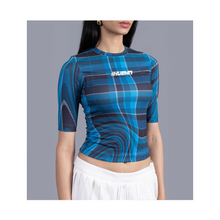  Women's fitted t-shirt  in madras checks pattern (Blue)