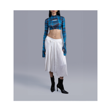  Gloved crop top in madras checks pattern (Blue)