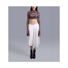  Gloved crop top in madras checks pattern (Brown)