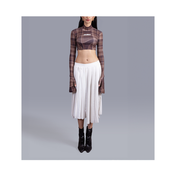 Gloved crop top in madras checks pattern (Brown)