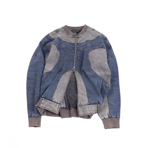 Oversized unisex panelled denim jacket