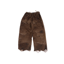  Oversized unisex denim with 100 patched panels and hand-painted mud washed surface (Brown)