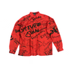 Oversized unisex shirt with 'everyone sucks' all-over print (Red)