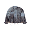 Oversized unisex jacket with hand-painted dark mud-washed surface (Indigo)