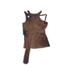 Tank top with layered panels and hand-painted mud washed surface (Brown)