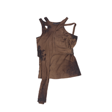  Tank top with layered panels and hand-painted mud washed surface (Brown)