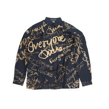  Oversized unisex shirt with 'everyone sucks' all-over print (Navy Blue)