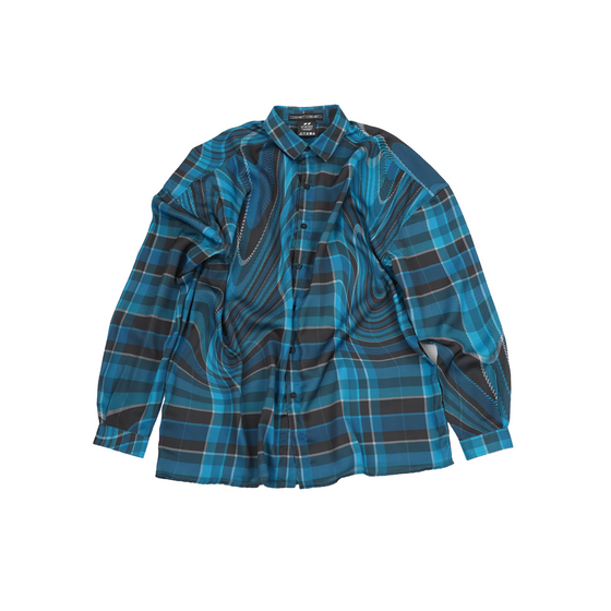 Oversized unisex shirt in madras checks pattern (Blue)