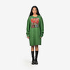 Hand-embroidered green floral dress