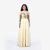 Hand-Embroidered Pleated Gown - Cream