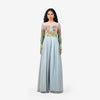 Hand-Embroidered Pleated Gown - Powder Blue