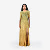 Sequinned striped Full Length Dress - Yellow