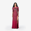 Sequinned striped Full Length Dress - Magenta