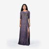 Sequinned striped Full Length Dress - Dark Purple