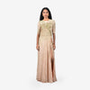 Sequinned striped Full Length Dress - Powder Pink