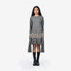 Grey hand-embroidered dress with long sleeves