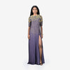 Yellow Flower embroidered purple gown