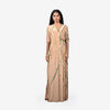 Beige Embroidered 'V' neck Maxi Dress