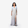 Powder Blue Sequins V Neck Embellished Slit Gown