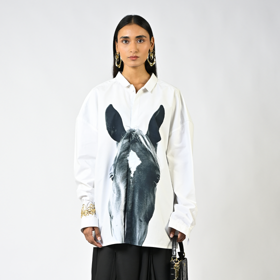 Horse printed cotton shirt