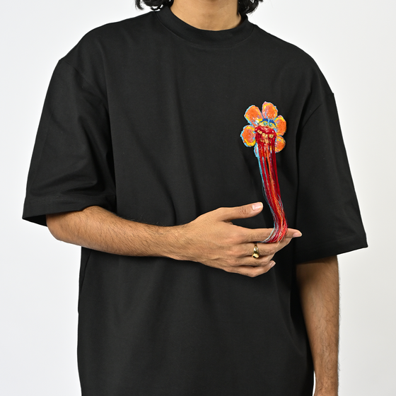 Hand-embroidered floral t-shirt