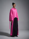 Tie-up oversized shirt - Hot Pink