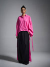 Tie-up oversized shirt - Hot Pink