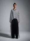 Tie-up oversized shirt - Pinstriped