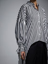 Tie-up oversized shirt - Pinstriped