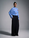 Hand-embroidered 'Blood' motif pinstriped shirt - Blue