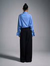Hand-embroidered 'Blood' motif pinstriped shirt - Blue