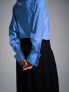 Hand-embroidered 'Blood' motif pinstriped shirt - Blue