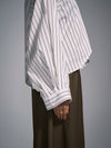 Cropped oversized pencil striped shirt