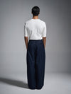 Pleated barrel pant - Navy Blue