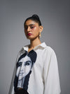 The Girl with the Braids cropped oversized shirt - White