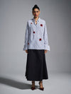 Hand-embroidered 'Blood' motif striped shirt