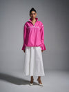 Pleated cotton bomber - Hot Pink