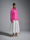 Pleated cotton bomber - Hot Pink