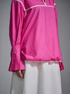 Pleated cotton bomber - Hot Pink
