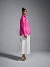 Pleated cotton bomber - Hot Pink