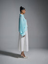 Cropped oversized 'censored' shirt - Powder Blue