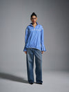 Pleated cotton bomber - Pinstriped
