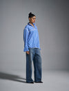 Pleated cotton bomber - Pinstriped