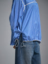 Pleated cotton bomber - Pinstriped